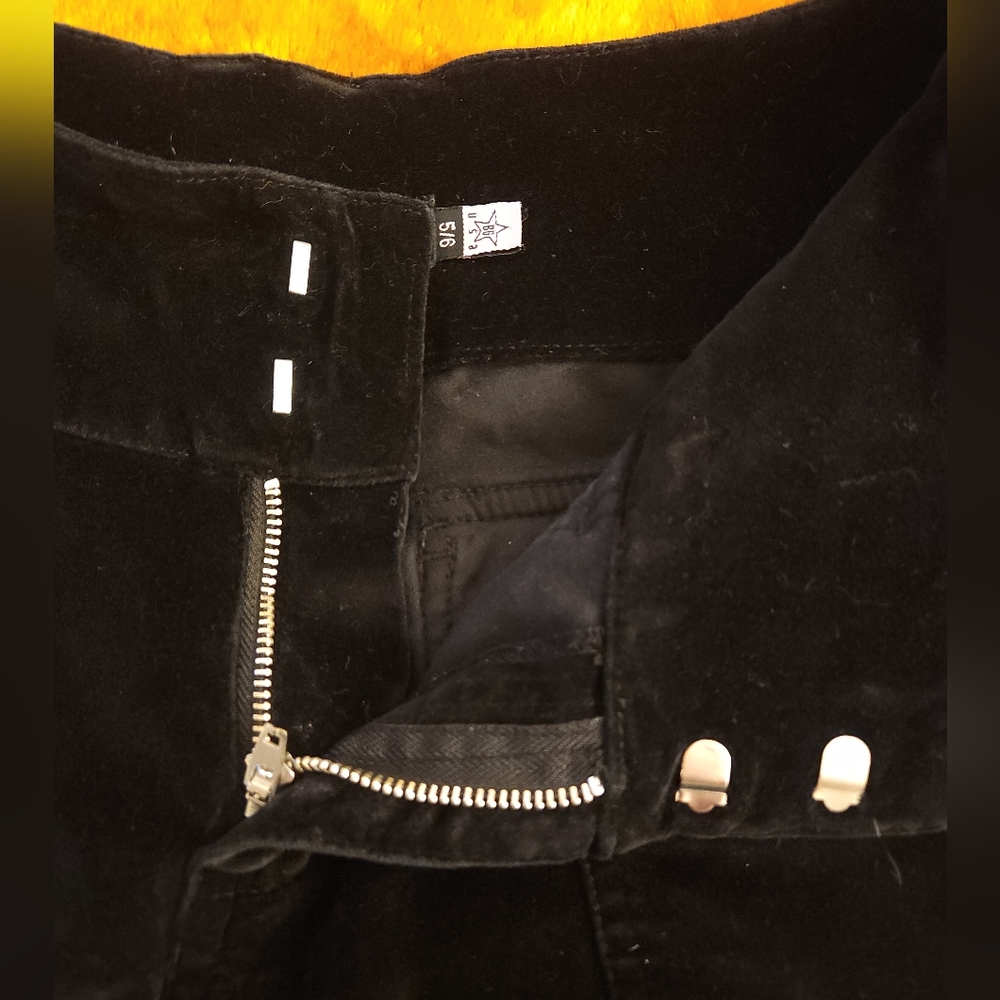 Vintage 1990s Y2K Black Velvet Bootcut Pants Bubblegum - Picture 7 of 14